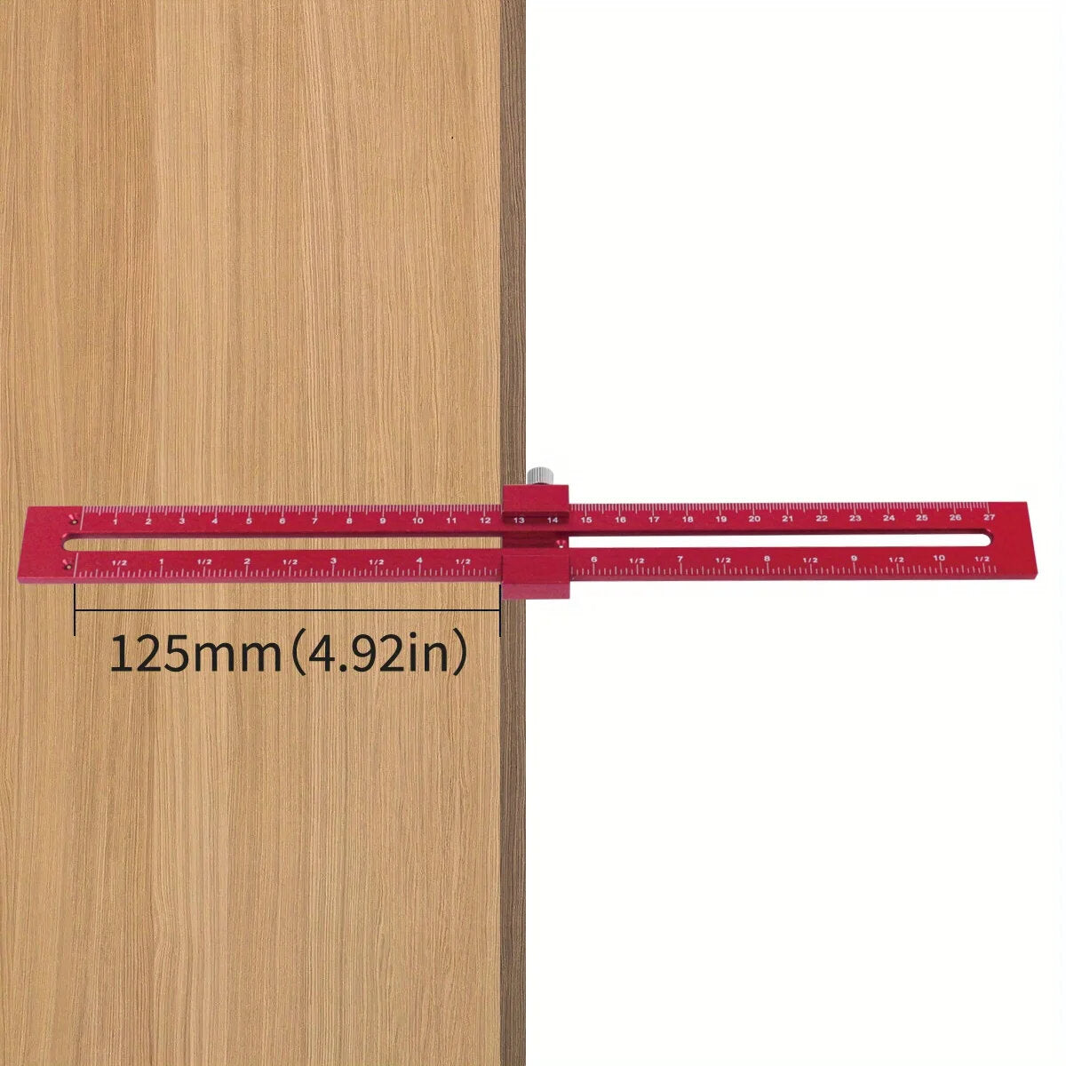 Woodworking Pocket Ruler with Positioning Needle & Compass, Dual Scale (Metric & Inch), Durable Aluminum Alloy, 300mm