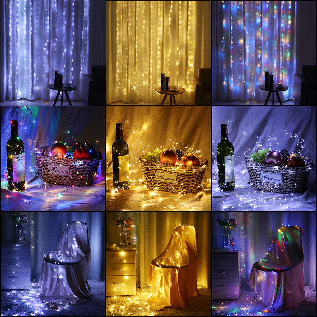 LED Window Curtain Lights for Bedroom Parties Wedding Backdrop Patio and Wall Decorations