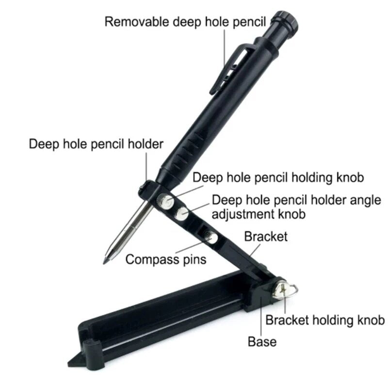 15-in-1 Multi-Purpose Architectural Pencil - Compact, Adjustable, Durable Tool for Marking & Scribing