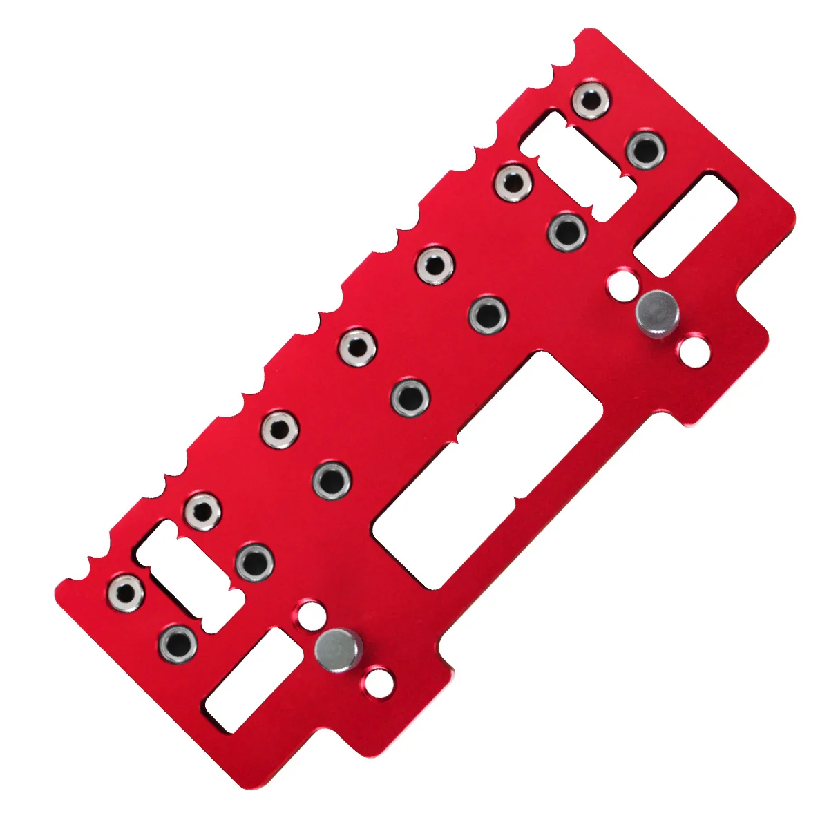 Multifunctional Pocket Hole Jig Set - Aluminum Alloy Tool for Precise Woodworking, Handle Punch Locator, Black/Red