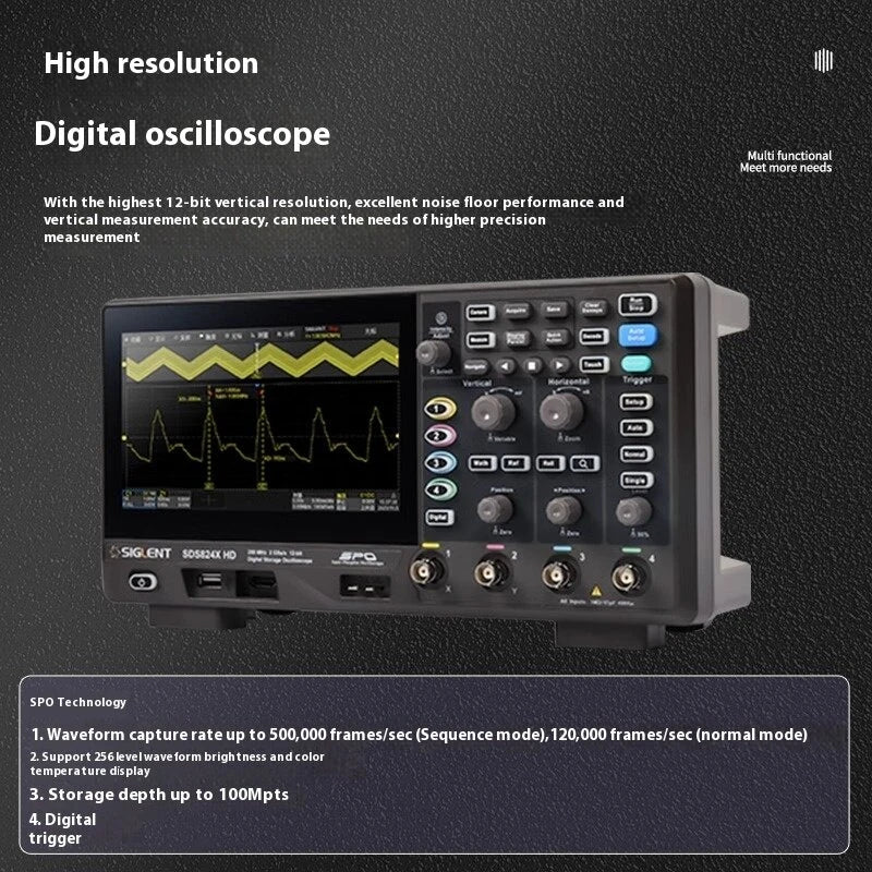 Oscilloscope 100MHz 70MHz Bandwidth 2GSa/s 12-bit High Resolution Enhanced Signal Analysis Versatile Triggers