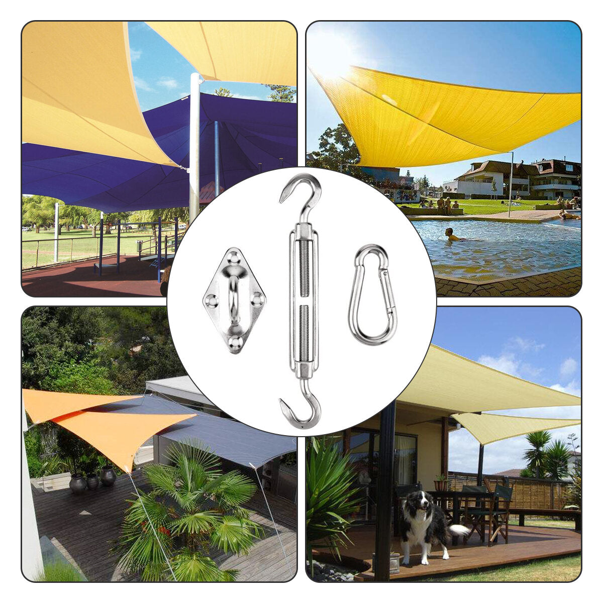 42PCS Awning Accessories Sunshade Sail Stainless Steel Hardware Kit Easy to Install