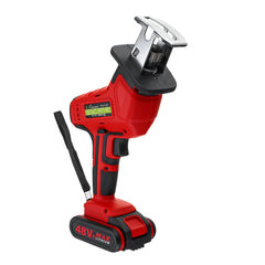 48VF Electric Cordless Reciprocating Saw Chainsaw + 4 Saw Blades Metal Cutting Woodworking Tools Set