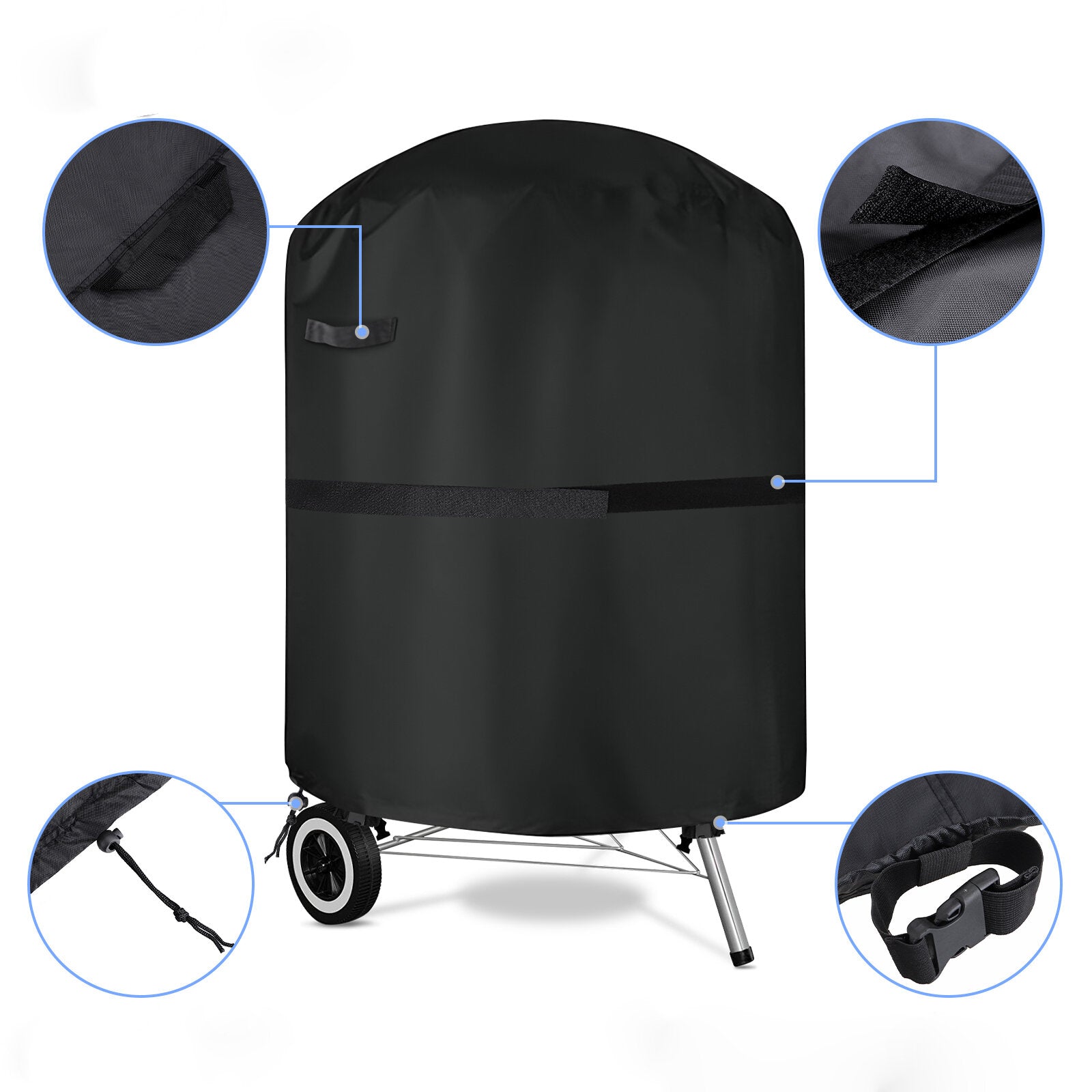 Nylon Oxford BBQ Grill Cover Waterproof Anti-UV Easy to Clean Round Grill Cover