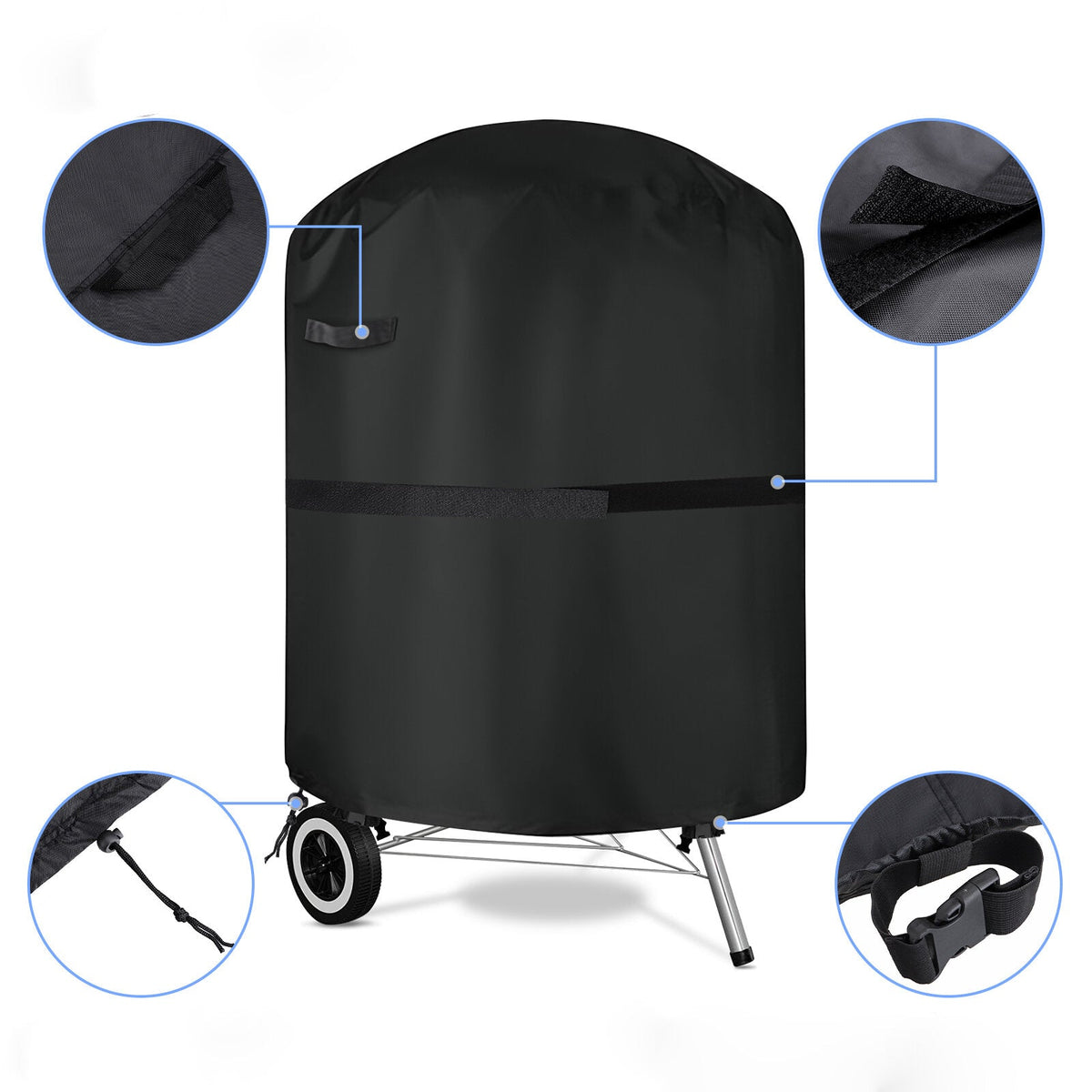 Nylon Oxford BBQ Grill Cover Waterproof Anti-UV Easy to Clean Round Grill Cover