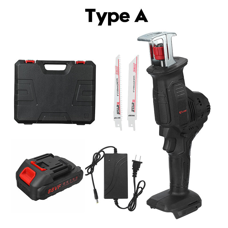 18V Cordless Electric Reciprocating Saw Sabre Saw Jigsaw LED Light Cutting Tool