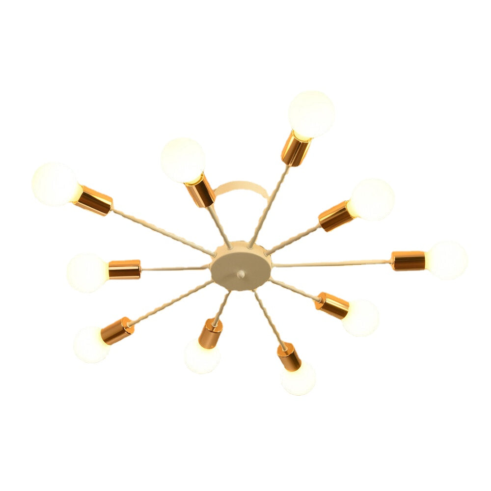 10-Lights Modern Sputnik Chandelier Bronze Flush Mount Ceiling Light Rustic Chandelier Without Bulbs for Bedroom Kitchen Dining Room Living Room