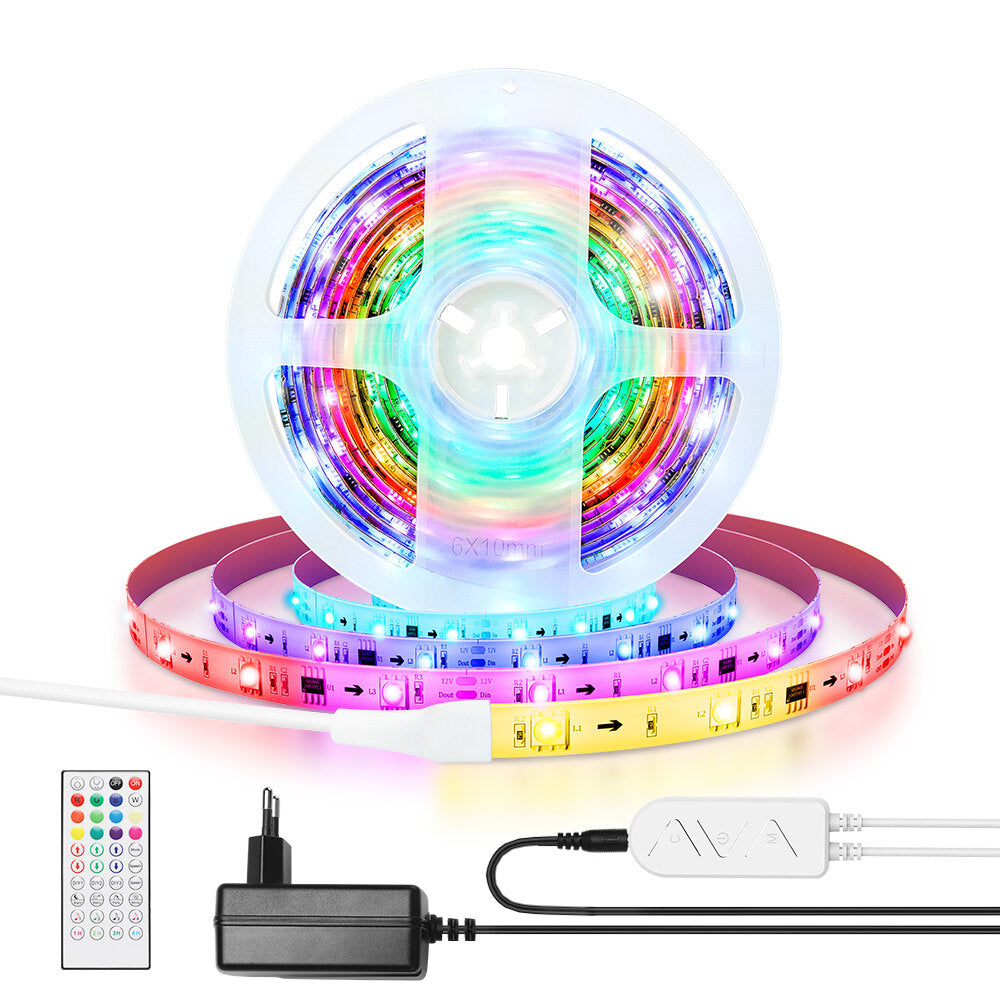 Smart Wi-Fi RGB Magic LED Strip Light+40Keys IR Remote Control Work with Alexa Google Assistant Christmas Decorations