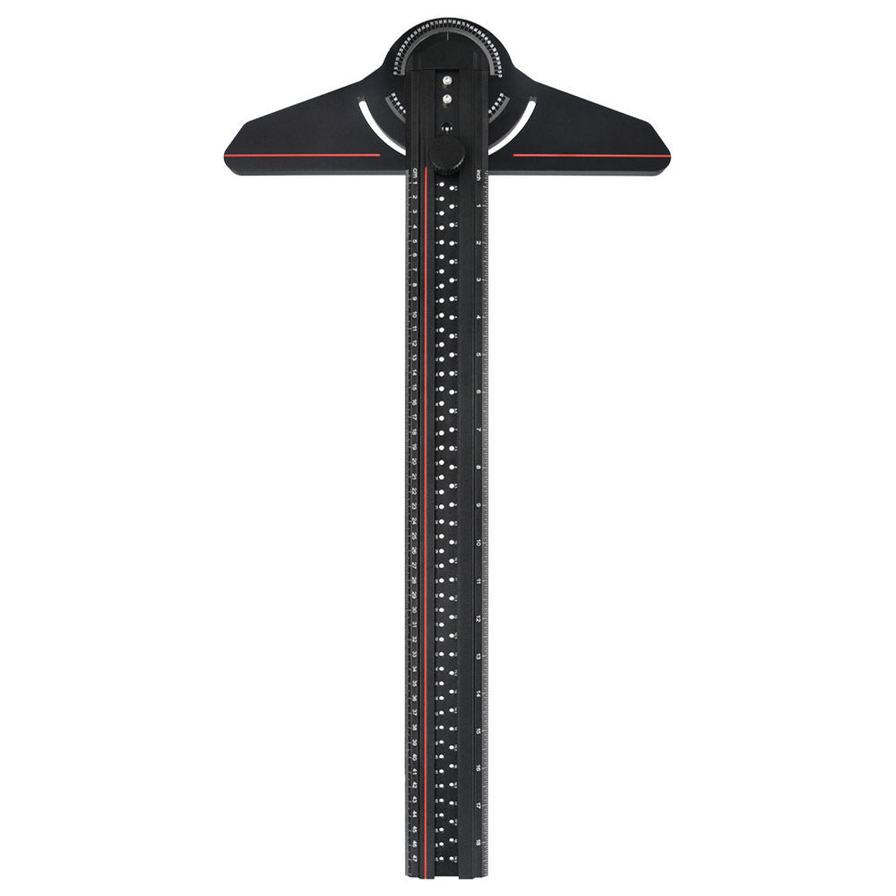 Multi-Use Aluminum Ruler with Laser Engraving, Durable Design, Adjustable Angles - Black & Red Options Available