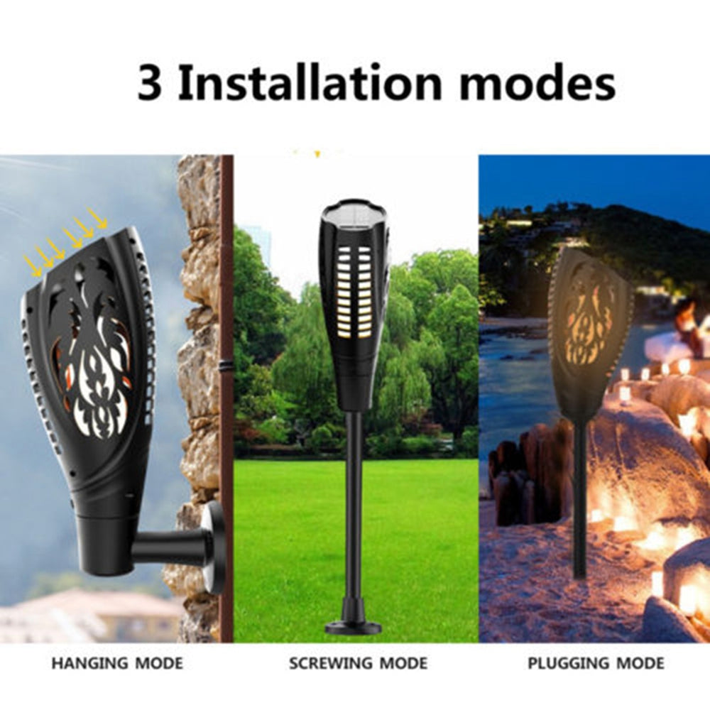 Solar 5W LED Warm White Flame Light Waterproof For Outdoor Garden Path Lawn Wall Landscape Lamp
