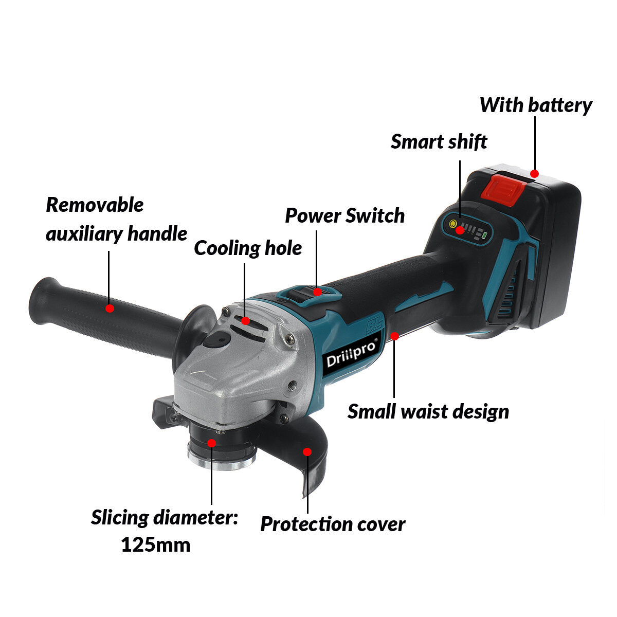 125mm Brushless Angle Grinder Rechargeable Adjustable Speed Angle Grinder With Battery