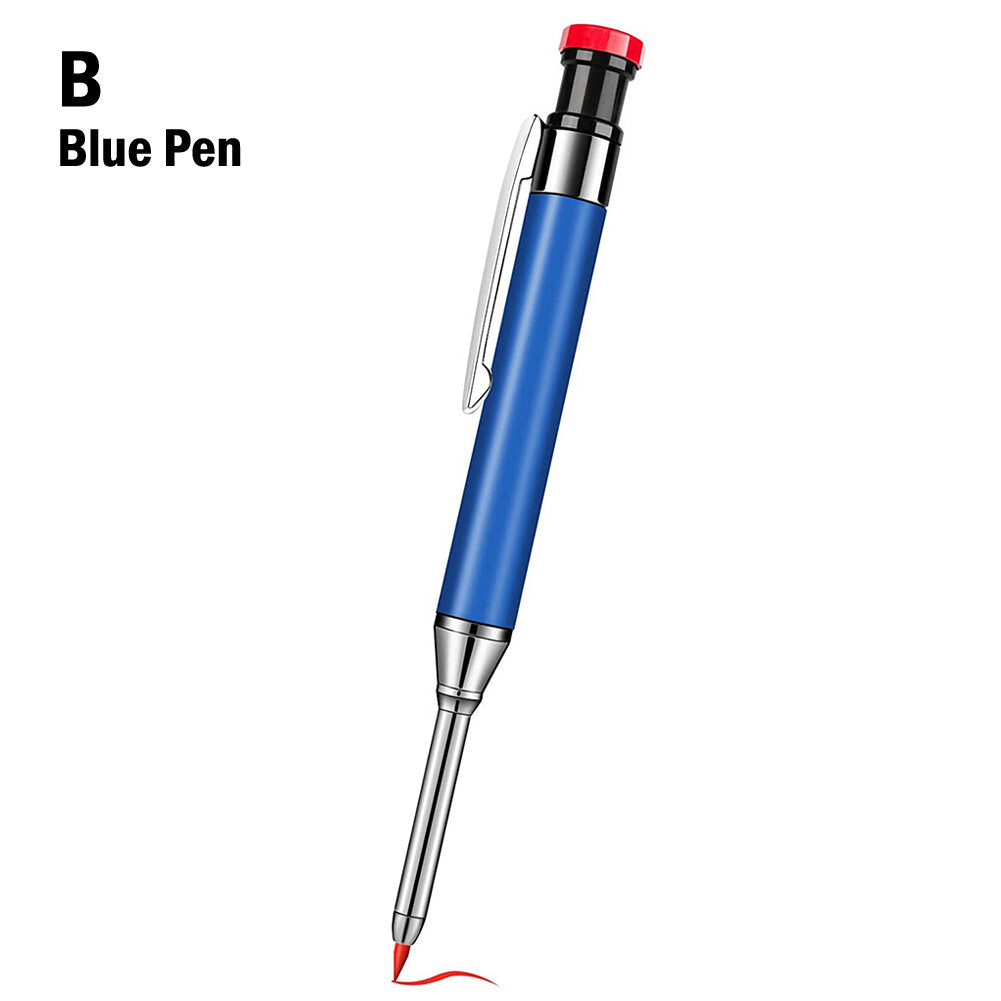 Metal Carpenter Pencil with Built-in Sharpener, Deep-Hole Tip, Marks on Various Surfaces, 154mm Length