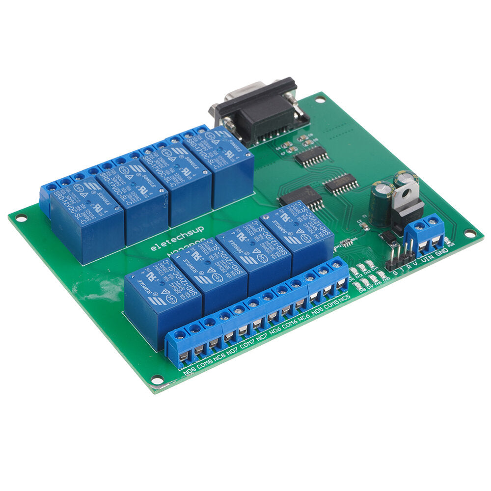 8CH DC 12V RS232 Relay Module Serial Port Remote Control Switch PLC PLC IO Expansion Board