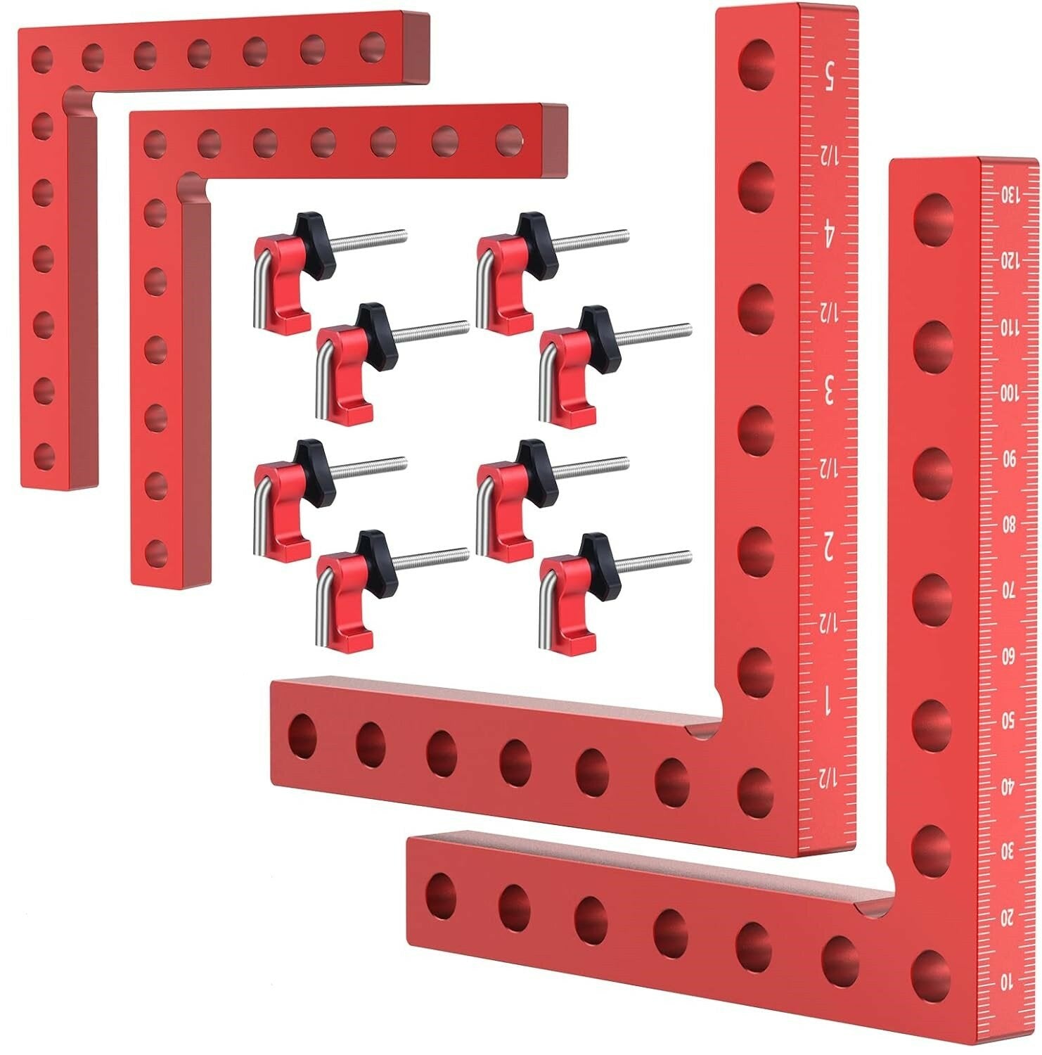 2 Set Woodworking Precision Clamping Square - L-Shaped Aluminum Alloy Fixtures for Accurate Panel Alignment