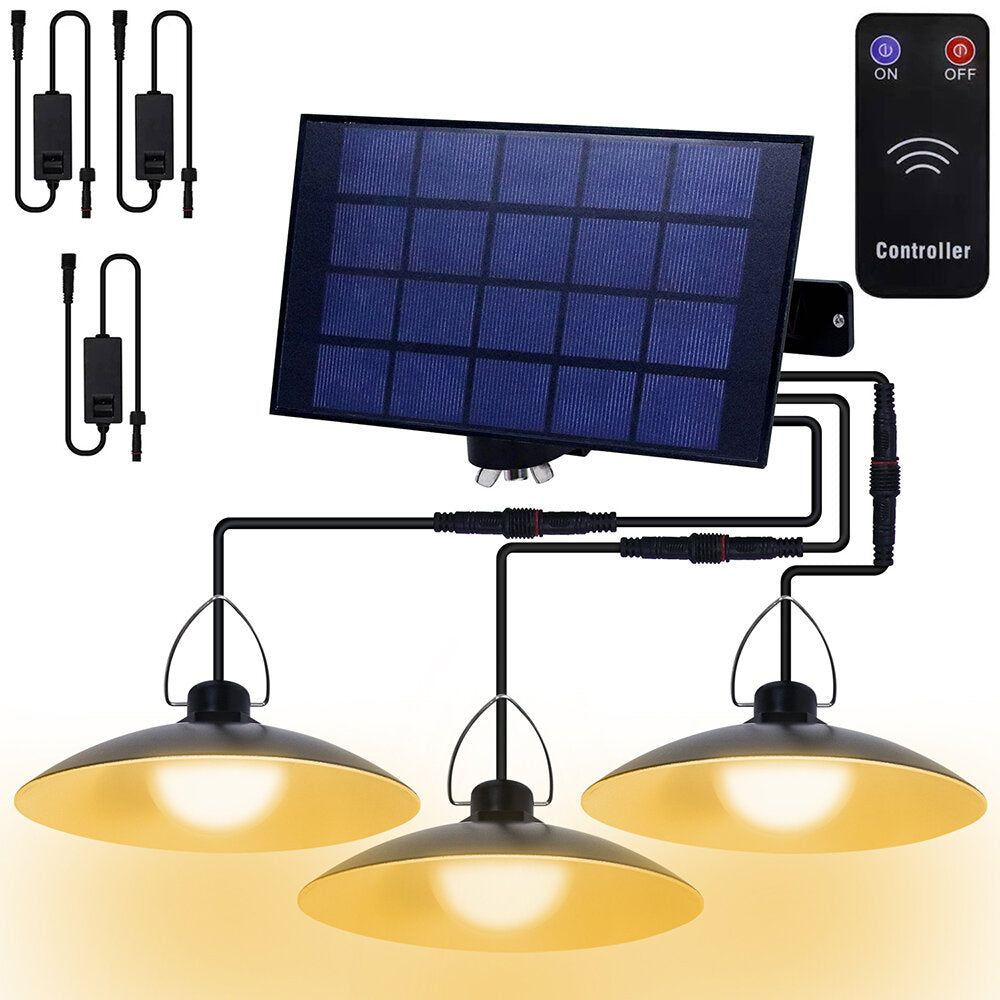 1/2/3/4 Head LED Solar Pendant Light IP65 Waterproof Outdoor Indoor Remote Control Solar Lamp for Garden Porch