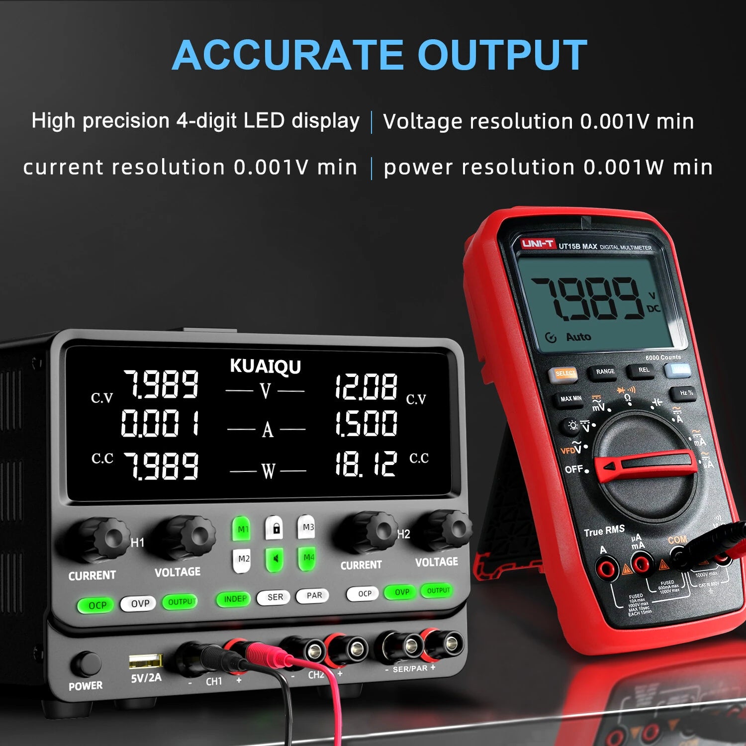 Dual Output Power Supply Adjustable Voltage 0-60V Current 0-20A High Precision OCP OVP Protection Lab Bench Power Supply