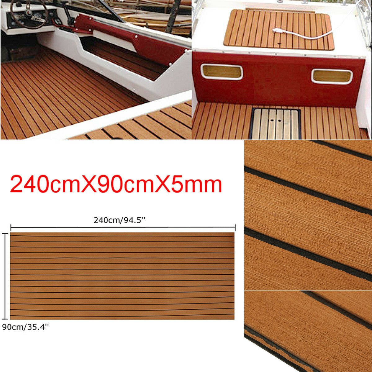 240cm x 90cm x 5mm EVA Foam Teak Sheet Boat Yacht Synthetic Teak Decking With Glue