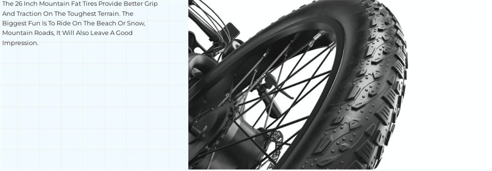 Electric Bike 48V 17.5AH SamsungBattery 1000W*2 Dual Motors Recommended Top Speed 25KM/H 26inch Tires 90KM Max Mileage 150KG Max Load Electric Bicycle
