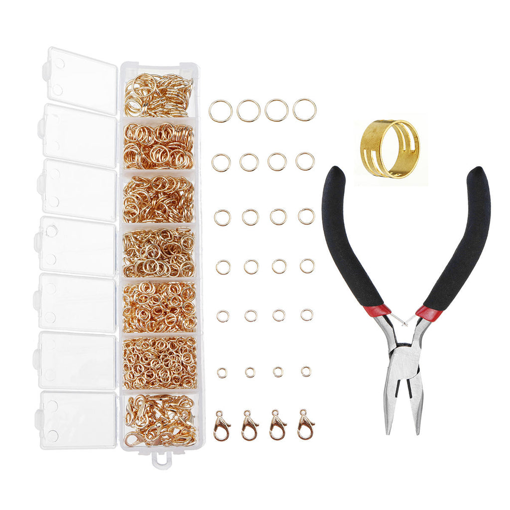 DIY Jewelry Making Findings Kit Metal Jump Rings Lobster Clasp Pliers Tool Set