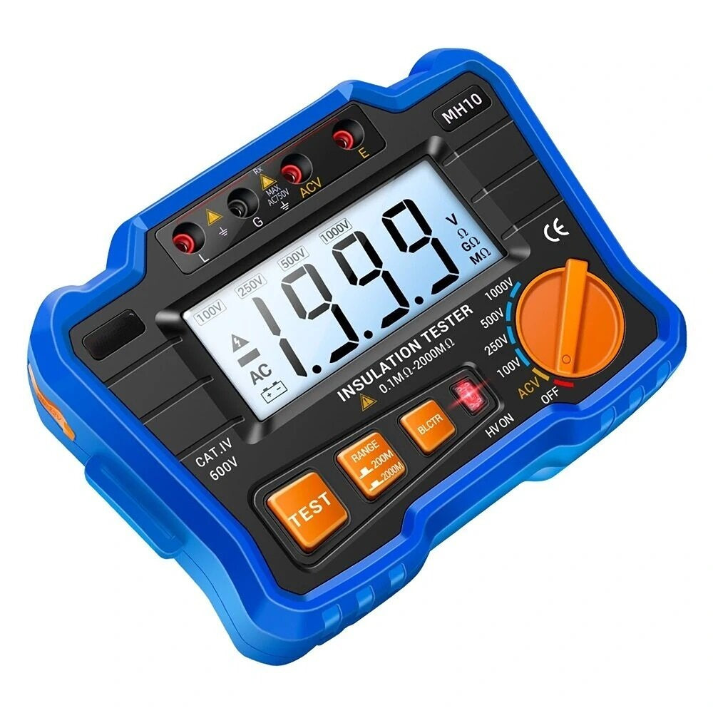 0.1M~1999M Digital Megohmmeter 100/250/500/1000V Insulation Earth Ground Resistance Voltage Tester