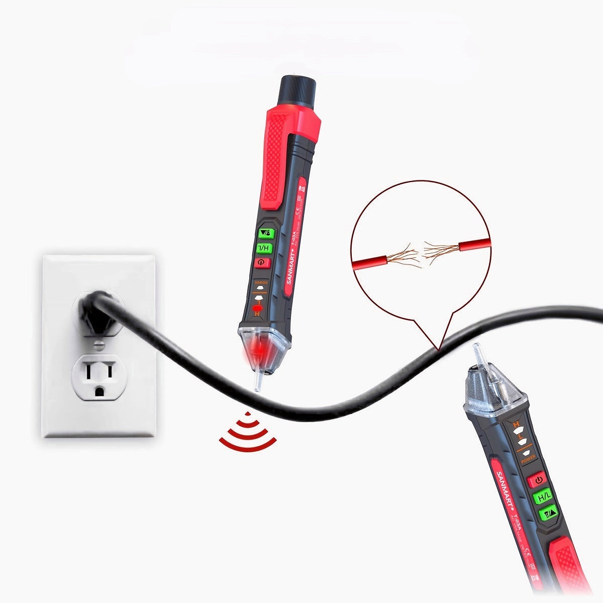 Non-Contact Voltage Tester Pen with LED Display Buzzer Alarm