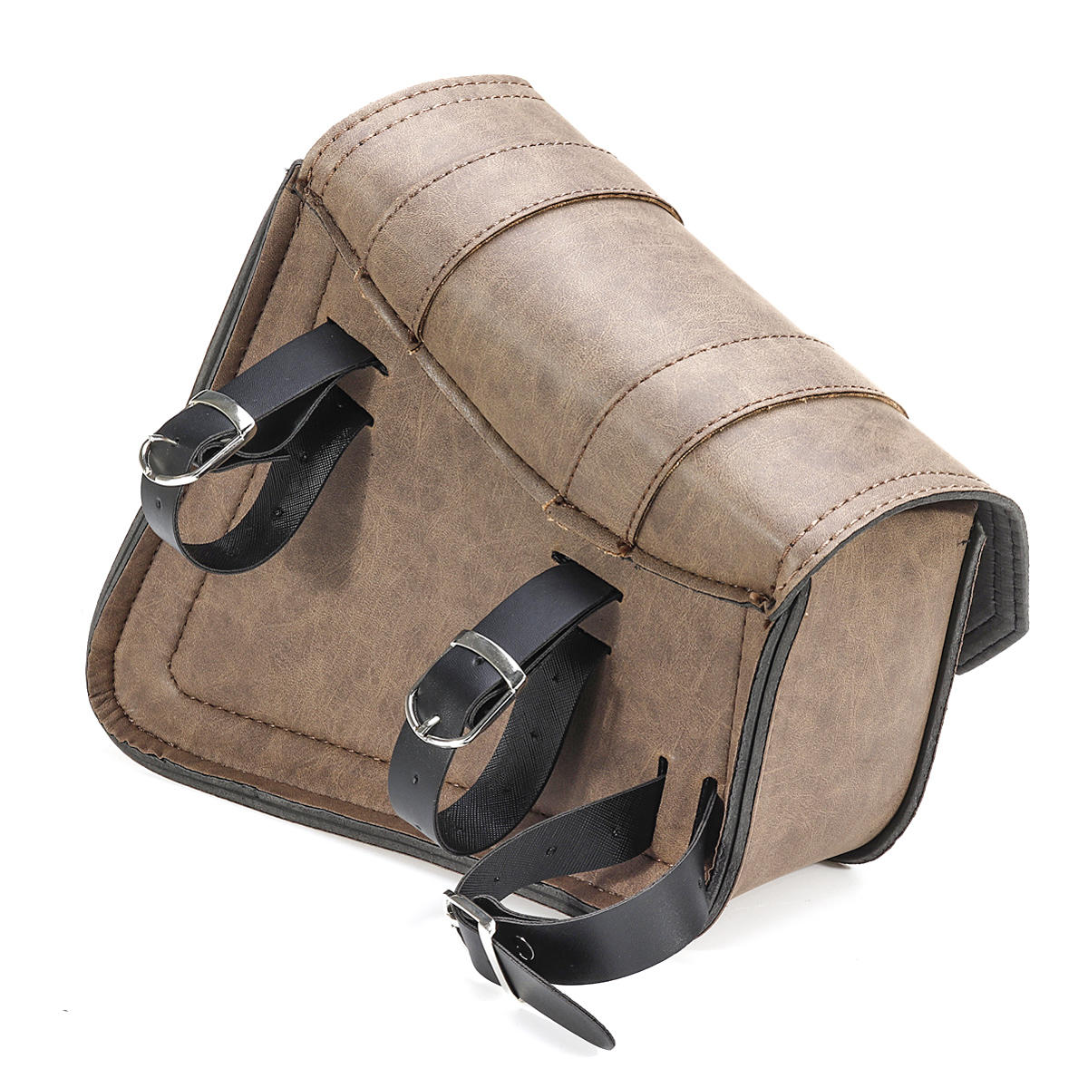 Vintage Brown PU Leather Left /Right Side Pannier Saddlebags W/ Bottle Holder