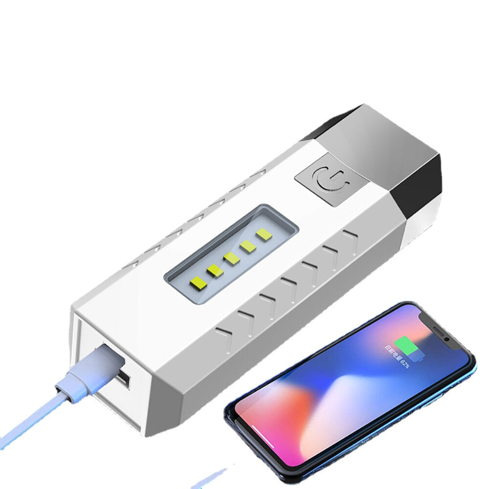 2*LED+5*COB Three Light Sources Flashlight 18650 USB Rechargeable Portable Waterproof Led Torch With Power Bank Function