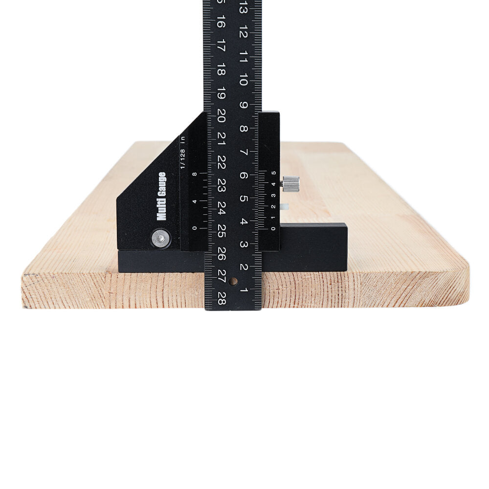 Multifunctional Woodworking Scriber Gauge - Aluminum Steel Measuring Tool for Carpentry, 11" with Inch & MM Scale