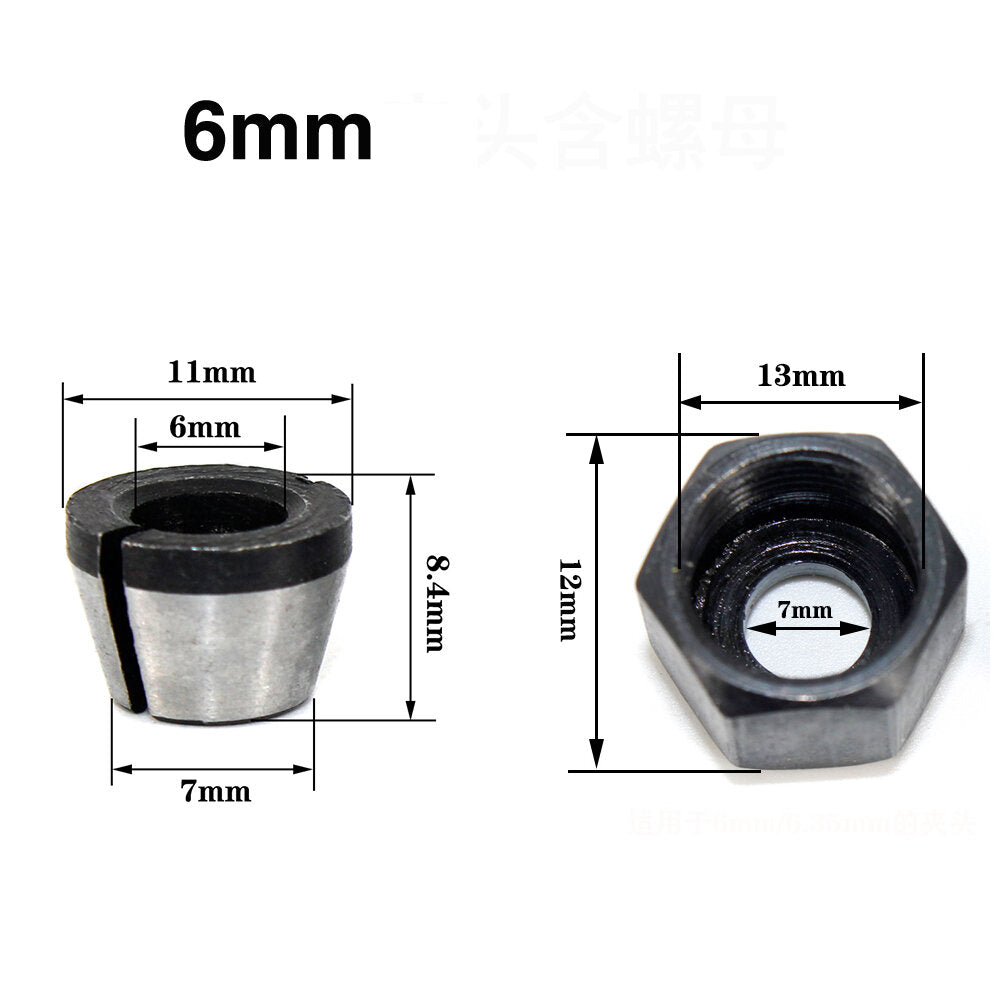 1Pc 3Pcs Collet 6mm 6.35mm 8mm Collets Chuck Engraving Trimming Machine Electric Router Milling Cutter Accessories