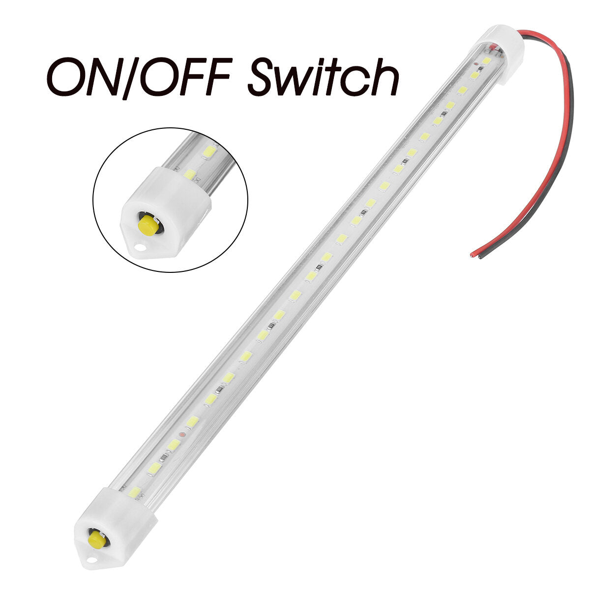 12V/24V 30cm 24LED 5W Car Interior Light Strip Bar Van Bus Caravan Truck ON/OFF Switch