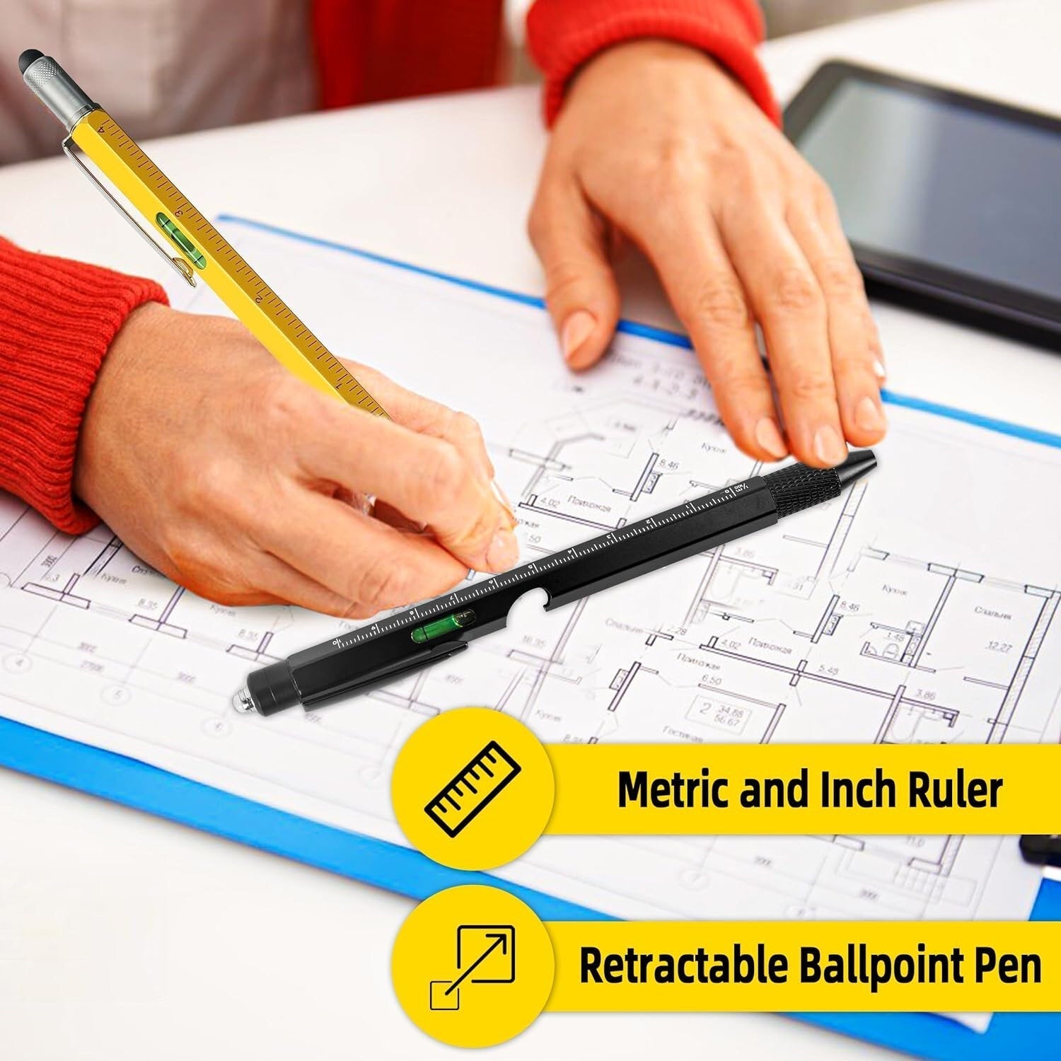 9-in-1 Multifunctional Pen with LED Light, Stylus, Screwdriver, Ruler, and More - Perfect Gift for DIY Enthusiasts