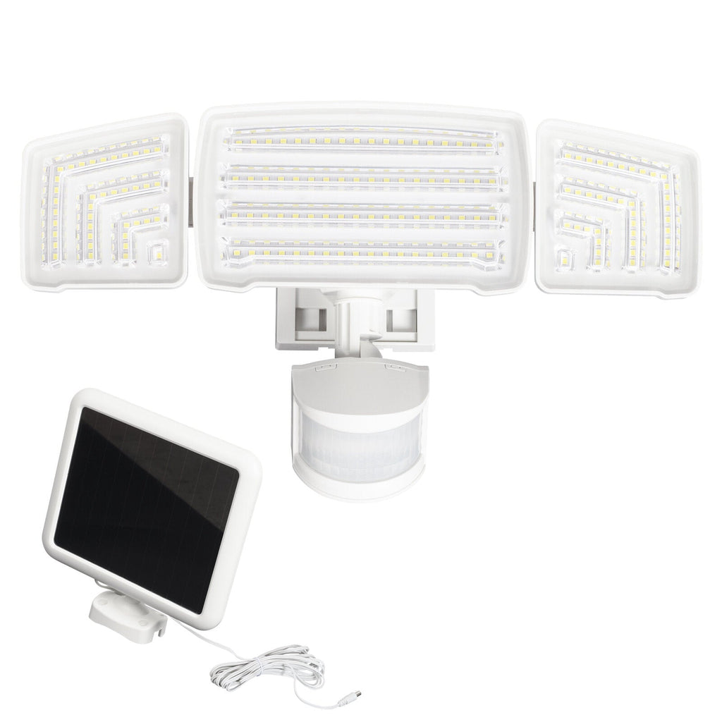 20W Motion Sensor Three-Head Solar Light 3 Working Modes 2000LM 21m Sensing Range Waterproof IP65