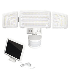 20W Motion Sensor Three-Head Solar Light 3 Working Modes 2000LM 21m Sensing Range Waterproof IP65