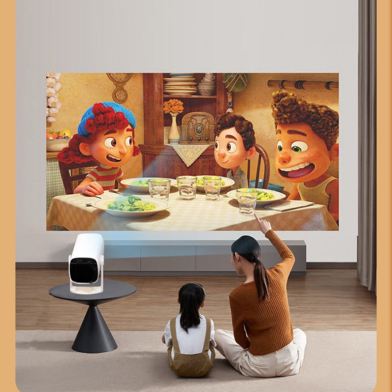 Portable Bluetooth Projector with Android OS, Wi-Fi 6, 350 ANSI Lumens, Auto-Focus, 270� Rotation, Netflix & YouTube, EU Plug