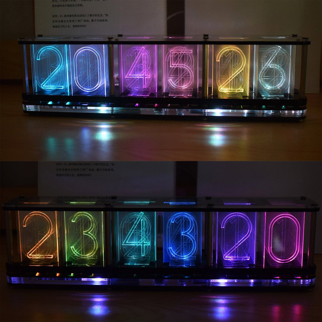 Upgrade Boldfaced Word Imitate Glow Clock Full Color RGB Glow Tube Clock LED Music Spectrum Kit DS3231