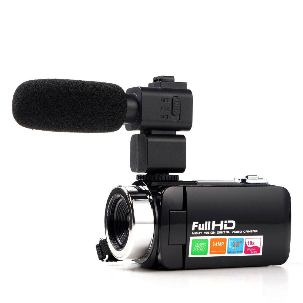 4K Full HD 1080P 24MP 18X Zoom 3 Inch LCD Digital Camcorder Video DV Camera 5.0MP CMOS Sensor for YouTube Vlogging