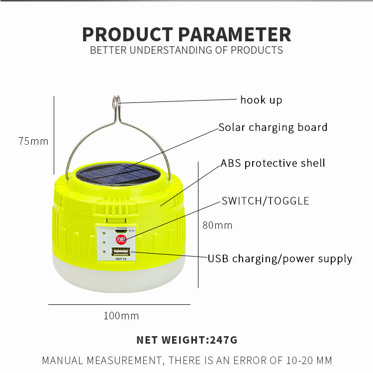 USB Solar LED Camping Light Charger Phone Recharchable Emergency Light Bulbs Outdoor Portable Lanterns Work Tent Lights For BBQ