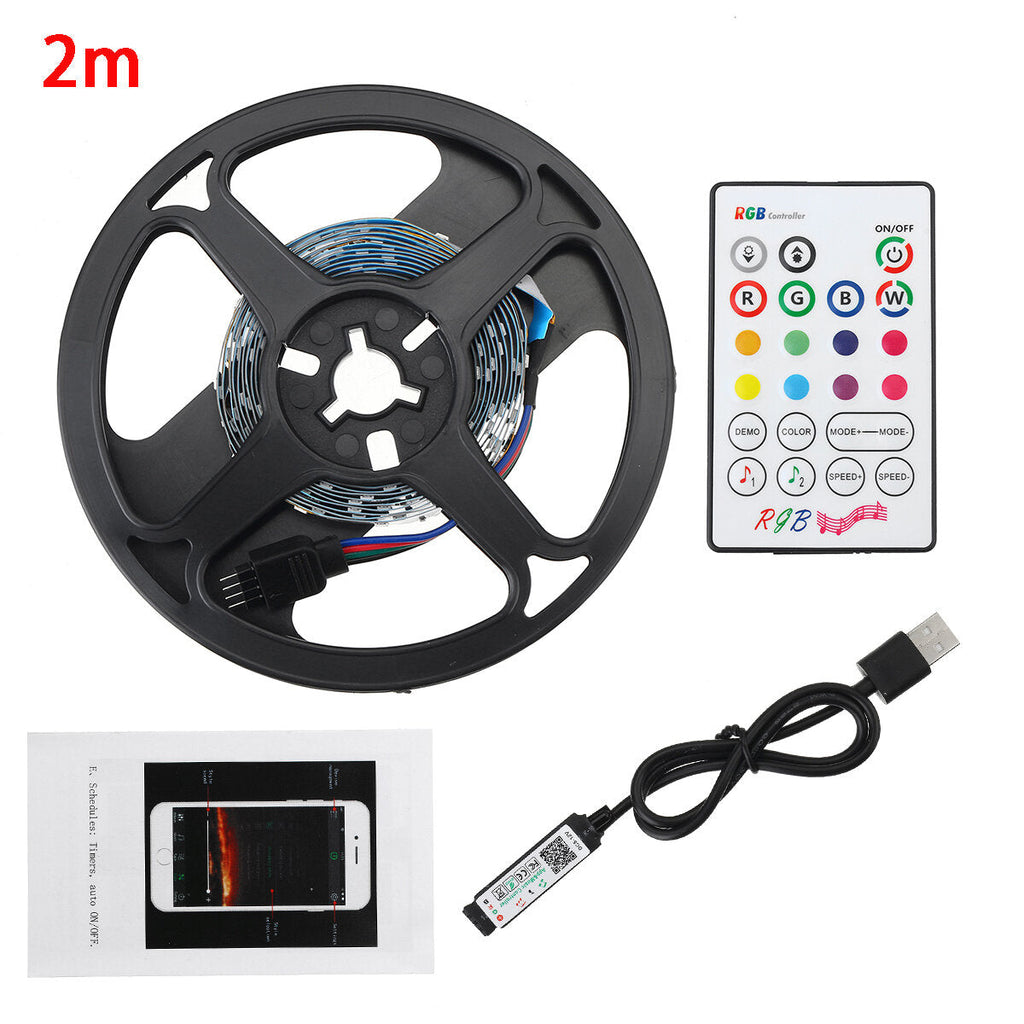 1M/2M/3M/4M/5M bluetooth APP 3528SMD RGB USB LED Strip Light Indoor String Tape Lamp + Remote Control