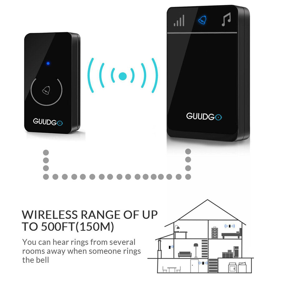 Wireless Touch Screen Music Doorbell Portable Waterproof Doorbell 52 Melody Chime