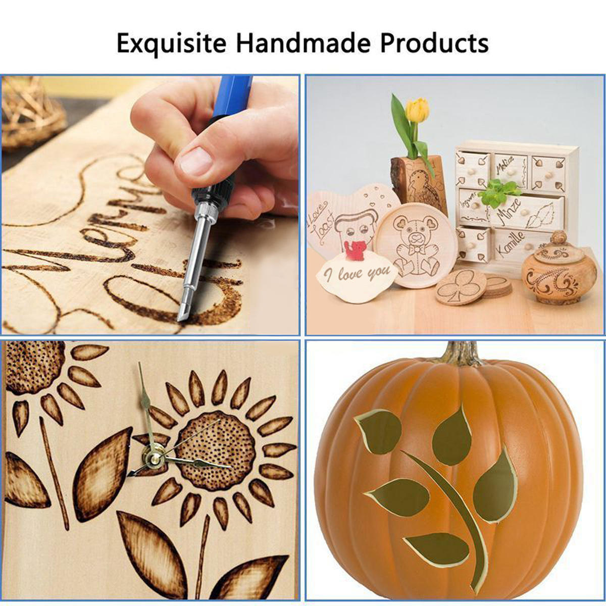 60PCS 60W Wood Burning Pen Set Tips Stencil Solder Iron Tools Pyrography Crafts Kit