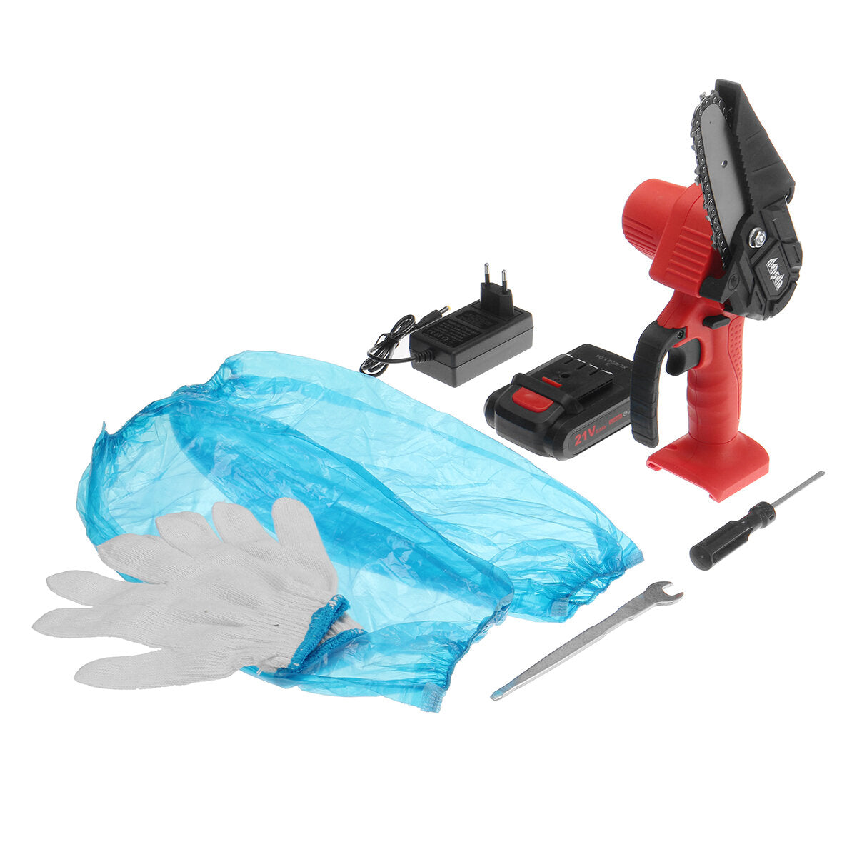 4 Inch Mini Cordless Electric Chain Saw LED One-Hand Saws Woodworking Wood Cutter