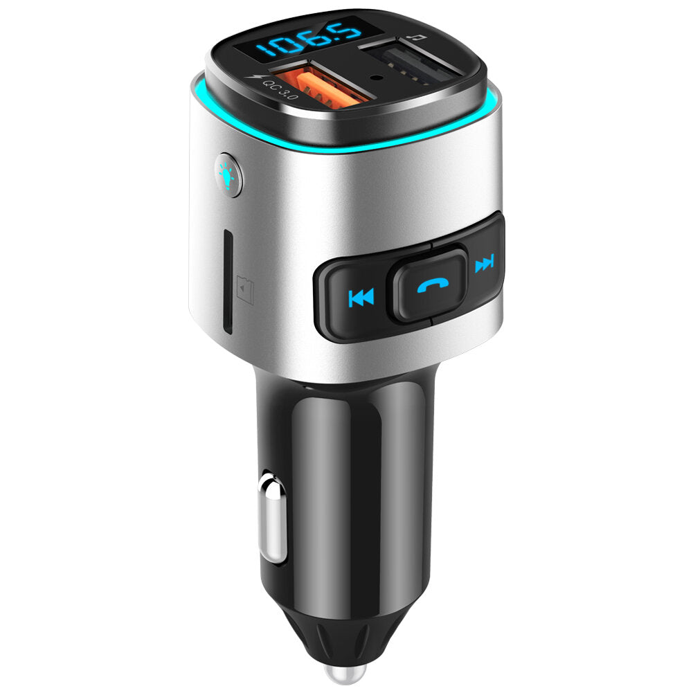 Car Bluetooth FM Transmitter QC 3.0 USB Car Charger Colorful LED Light Bluetooth Audio Adapter Music Play Hands Free Calls