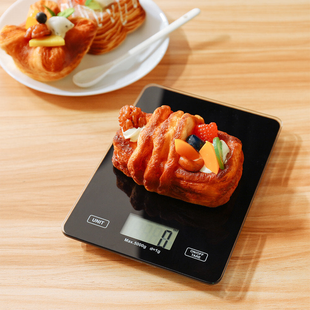 Digital Kitchen Toughened Glass Scale 1g/5kg Food Scale Ultra Slim Tempered Glass LCD Display Kitchen Baking Mesuring Tool