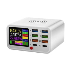 65W Dual C Ports Fast Charger with Wireless Charging, Intelligent Charging, Display Screen & Multiple Ports for Devices