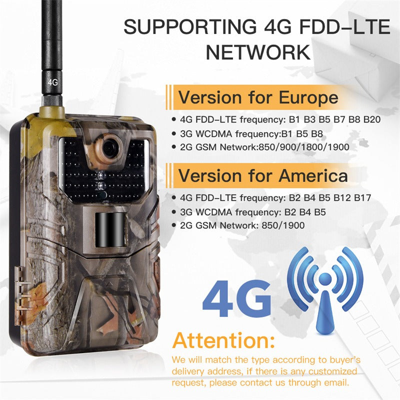 4G Hunting Trail Camera 16MP 1080P Wildlife Night Vision Cam Photo Traps Game Outdoors Shooting Cameras European Version