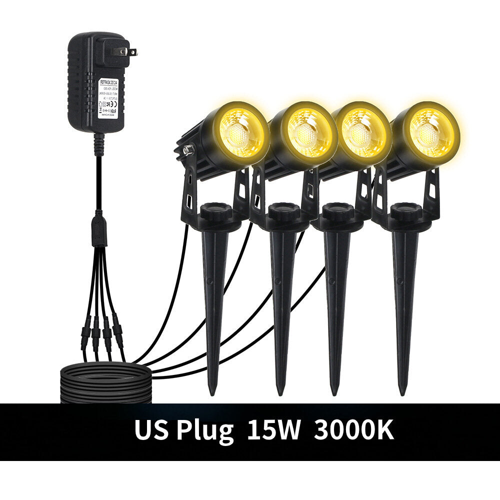 LED Outdoor Spotlights Waterproof US UK Plug Landscape Lighting For Path Lawn Warm White Garden Decoration Lighting