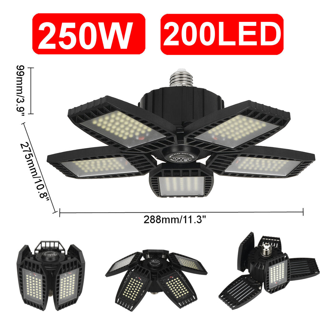 E27 E26 80/150/200/250W LED Garage Light Bulb Deformable Ceiling Fixture Lamp