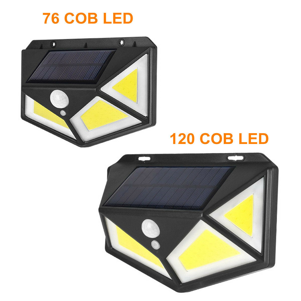 76/120 COB LED Solar Powered PIR Motion Sensor Wall Light Four Sides Outdoor Garden Lamp