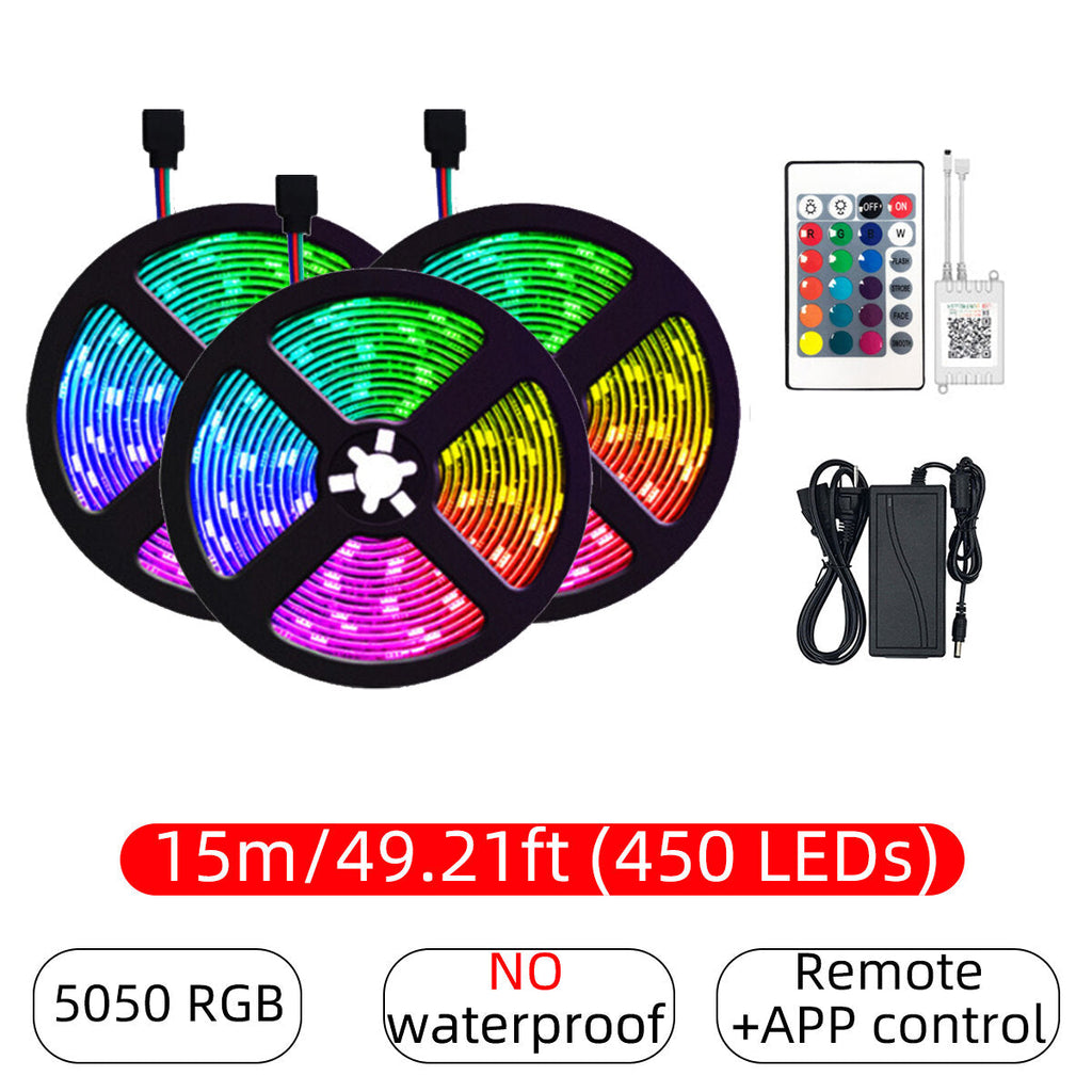 10/15M 300/450/600 LEDs 5050RGB LED Light Strip 24-Key Remote&APP Control Smart Strip Christmas Decorations Clearance Christmas Lights