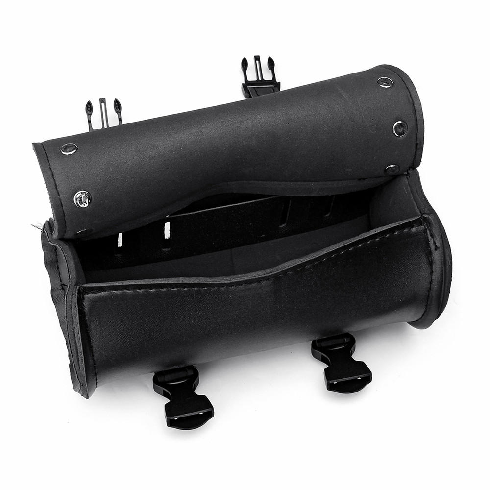 Motorcycle Front Fork Tool Saddlebags Pouch Luggage Black Leather